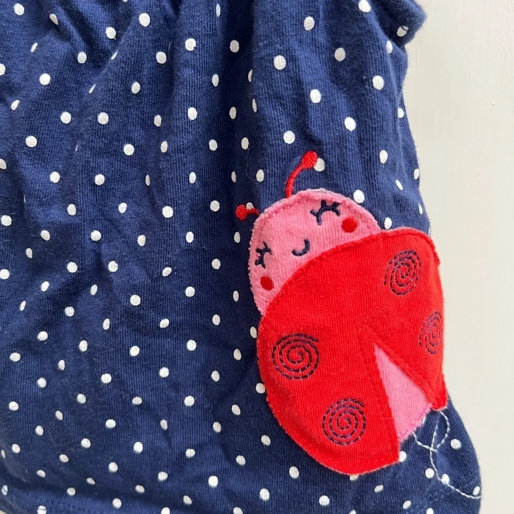 Carter’s 3M Blue and White Polka Dot Red Ladybug Girls Dress Onesie